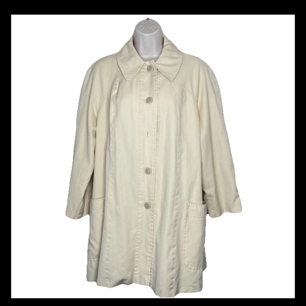Vintage Women’s Button Up Peacoat Yellow Medium Lined Pockets Casual